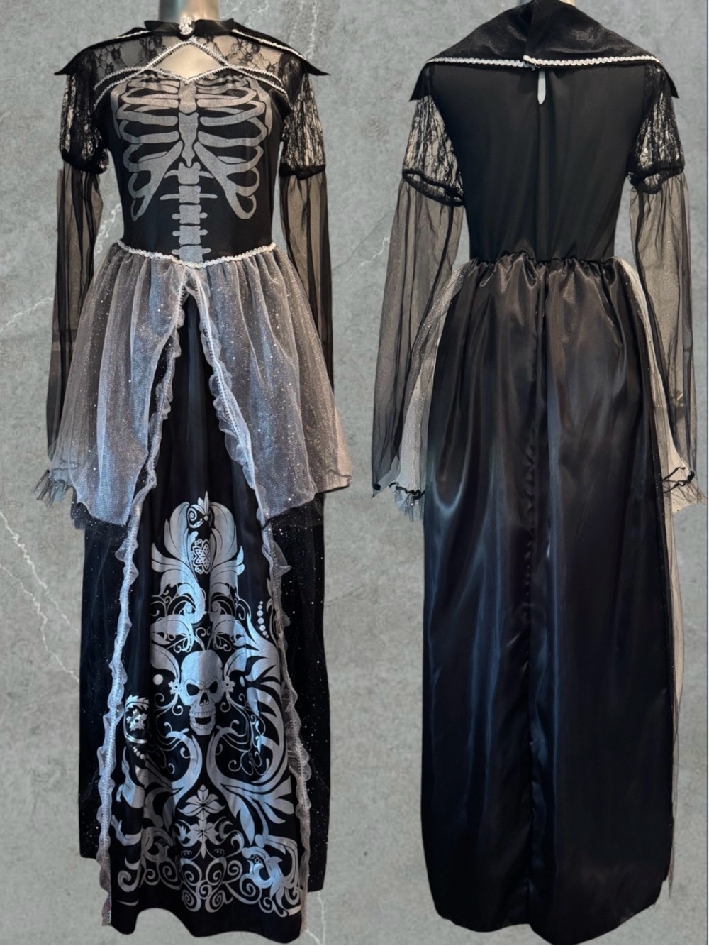 Skeleton Queen Gothic Halloween Costume - Picture 5 of 15